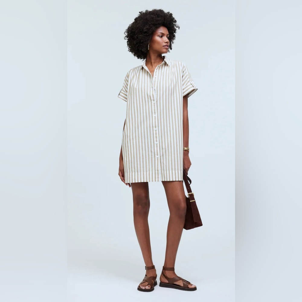 NWT Madewell Collared Button-Front Mini Shirtdress Sz S